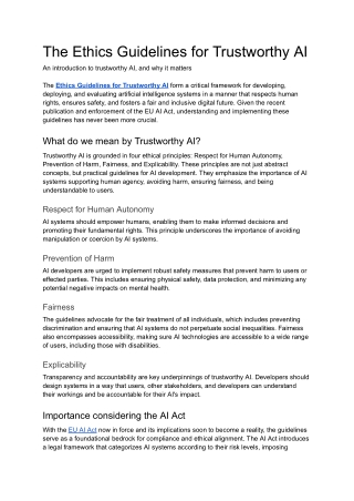 The Ethics Guidelines for Trustworthy AI