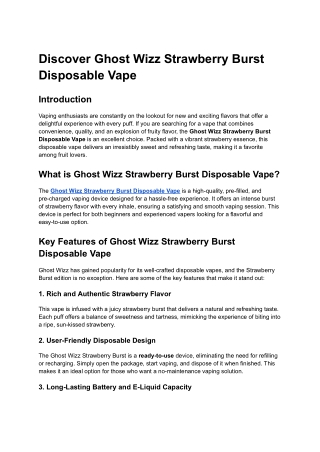 Discover Ghost Wizz Strawberry Burst Disposable Vape