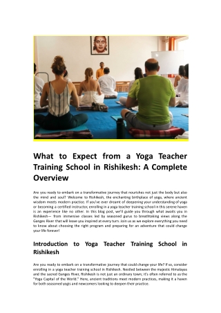 What to Expect from a Yoga Teacher Training School in Rishikesh: A Complete Over