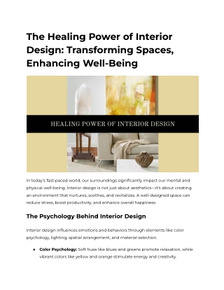 The Healing Power of Interior Design_ Transforming Spaces, Enhancing Well-Being