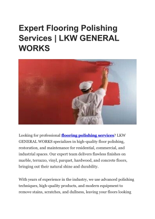 Expert Flooring Polishing Services | LKW GENERAL WORKS
