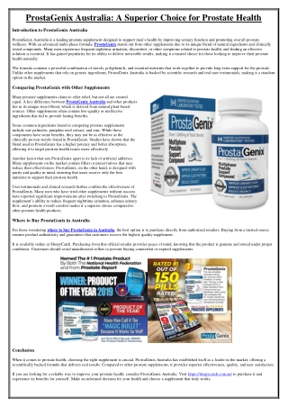 ProstaGenix Australia A Superior Choice for Prostate Health