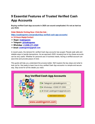 9 Essential Features of Trusted Verified Cash App Accounts