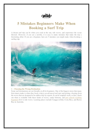 5 Mistakes Beginners Make When Booking a Surf Trip