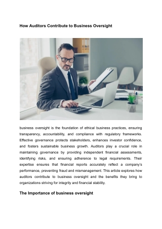 How Auditors Contribute to Business Oversight