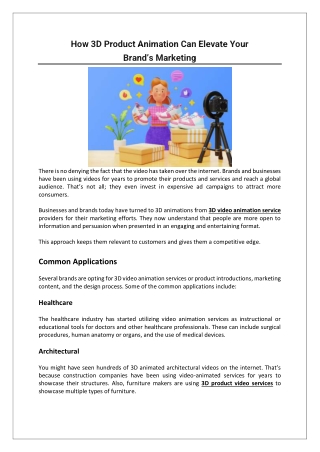 How 3D Product Animation Can Elevate Your Brand’s Marketing