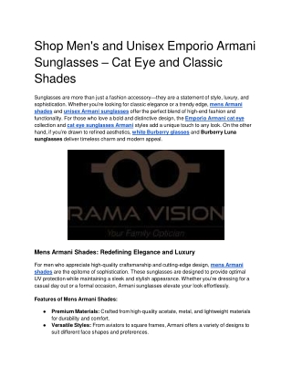Shop Men's and Unisex Emporio Armani Sunglasses – Cat Eye and Classic Shades