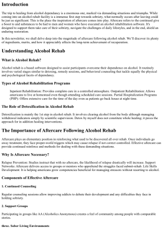 The Importance of Aftercare Following Alcohol Rehab