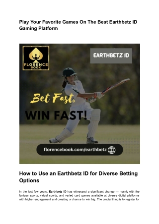 Play Your Favorite Games On The Best Earthbetz ID Gaming Platform