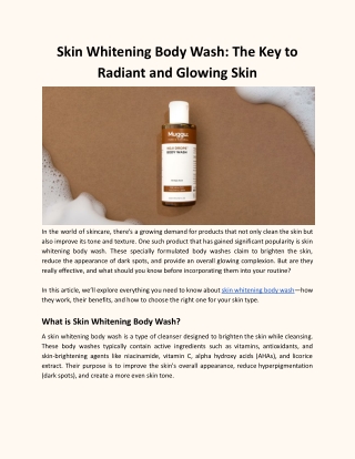 Skin Whitening Body Wash: The Key to Radiant and Glowing Skin