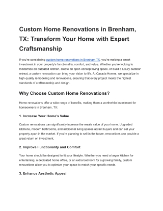 Custom Home Renovations in Brenham, TX: Transform Your Home