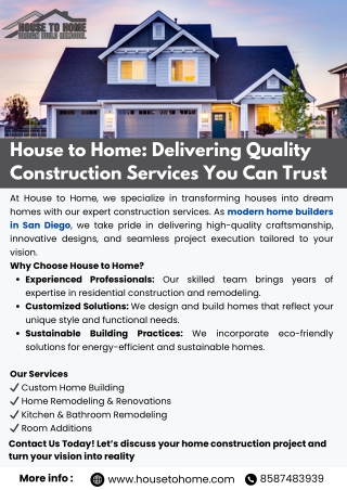 House to Home Delivering Quality Construction Services You Can Trust