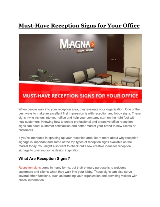 Must-Have Reception Signs for Your Office