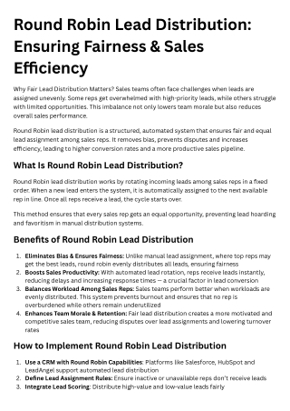Round Robin Lead Distribution Ensuring Fairness & Sales Efficiency