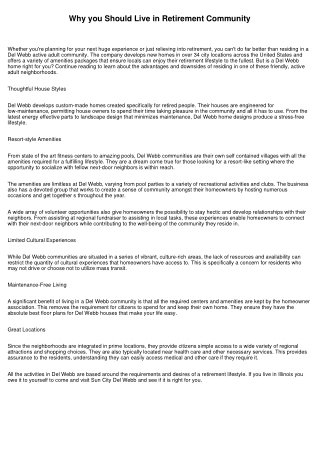 Is Active Adult the Right Place for me