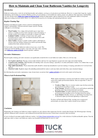 How to Maintain and Clean Your Bathroom Vanities for Longevity