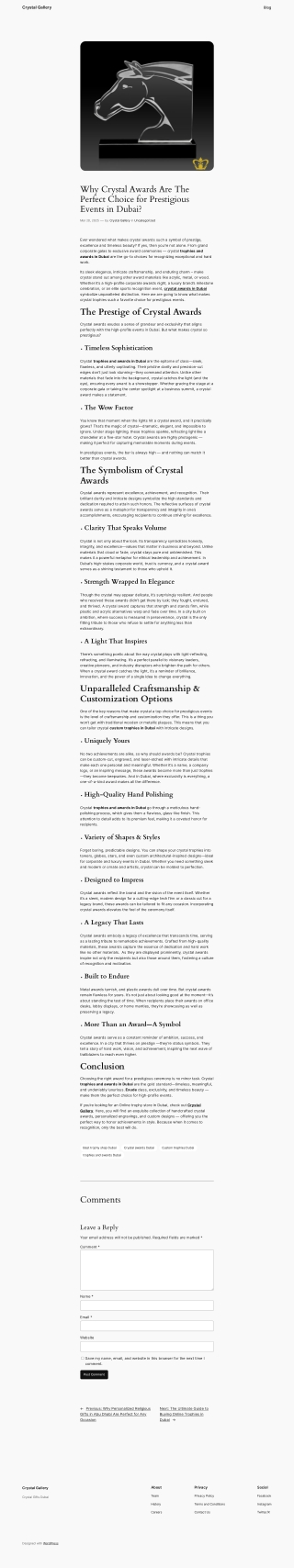 Why Crystal Awards Are The Perfect Choice for Prestigious Events in Dubai