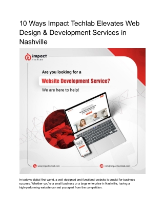 10 Ways Impact Techlab Elevates Web Design & Development Services in Nashville