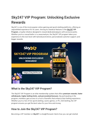 Sky247 VIP Program_ Unlocking Exclusive Rewards