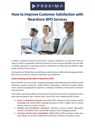 How to Improve Customer Satisfaction with Nearshore BPO Services