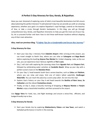 A Perfect 5-Day Itinerary for Goa, Kerala, & Rajasthan.