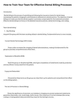 How to Train Your Team for Effective Dental Billing Processes