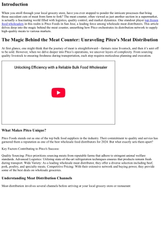 The Magic Behind the Meat Counter: Unraveling Pitco's Meat Distribution