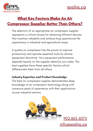 What Key Factors Make An Air Compressor Supplier Better Than Others?