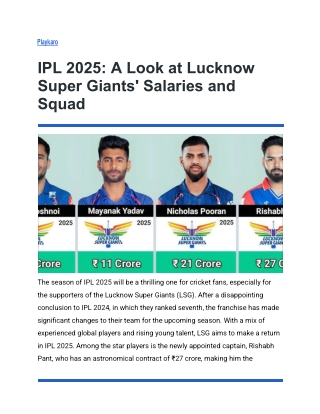 IPL 2025_ A Look at Lucknow Super Giants' Salaries and Squad