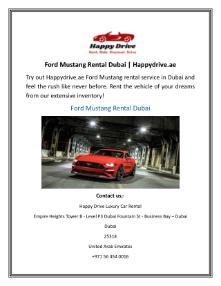 Ford Mustang Rental Dubai  Happydrive.ae