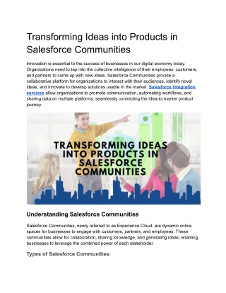 Transforming Ideas into Products in Salesforce Communities