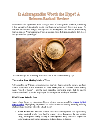 Is Ashwagandha Worth the Hype A Science-Backed Review