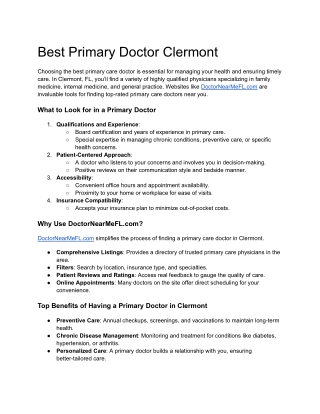Best Primary Doctor Clermont