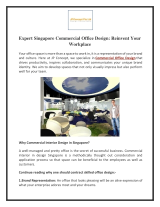 Expert Singapore Commercial Office Design - Reinvent Your Workplace