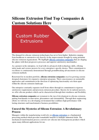 Silicone Extrusion Find Top Companies-1