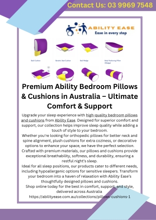Premium Ability Bedroom Pillows & Cushions in Australia – Ultimate Comfort & Support