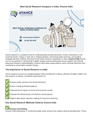Best Social Research Company in India: Avance India