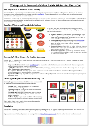 Waterproof & Freezer-Safe Meat Labels Stickers for Every Cut