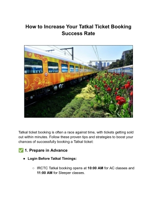 How to Increase Your Tatkal Ticket Booking Success Rate