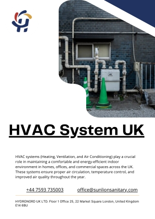 Sunlion Sanitary offers reliable and efficient HVAC systems in the UK.