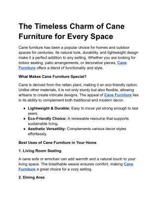 The Timeless Charm of Cane Furniture for Every Space