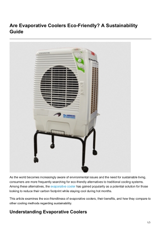 Are Evaporative Coolers Eco-Friendly A Sustainability Guide