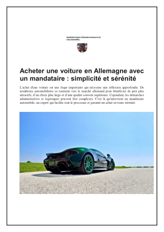Acheter une voiture en Allemagne avec un mandataire