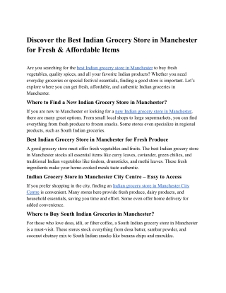 Shop at the Best Indian Grocery Store in Manchester Today!
