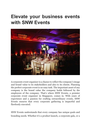 Elevate your business events with SNW Events