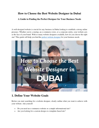 How to Choose the Best Website Designer in Dubai