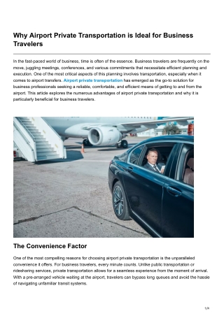 Why Airport Private Transportation is Ideal for Business Travelers