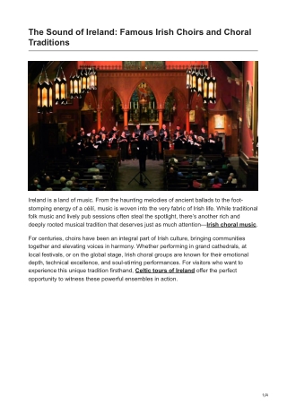 The Sound of Ireland Famous Irish Choirs and Choral Traditions