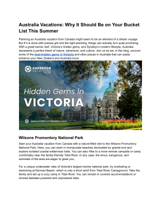 Australia Vacations: Why It Should Be on Your Bucket List This Summer