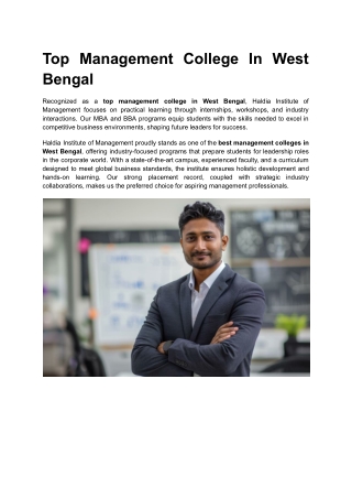 Top Management College In West Bengal